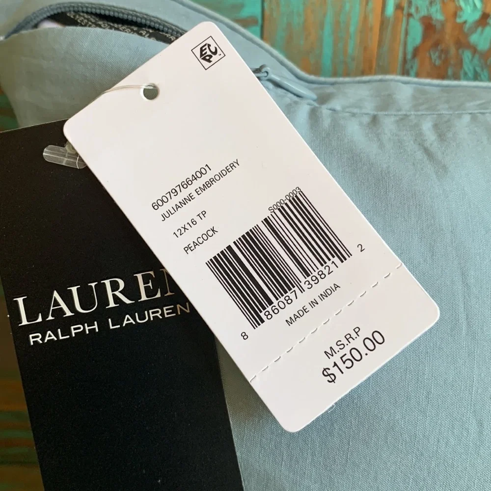 New Lauren Ralph Lauren Julienne Embroidery Accent Bed Pillows Pair in Peacock